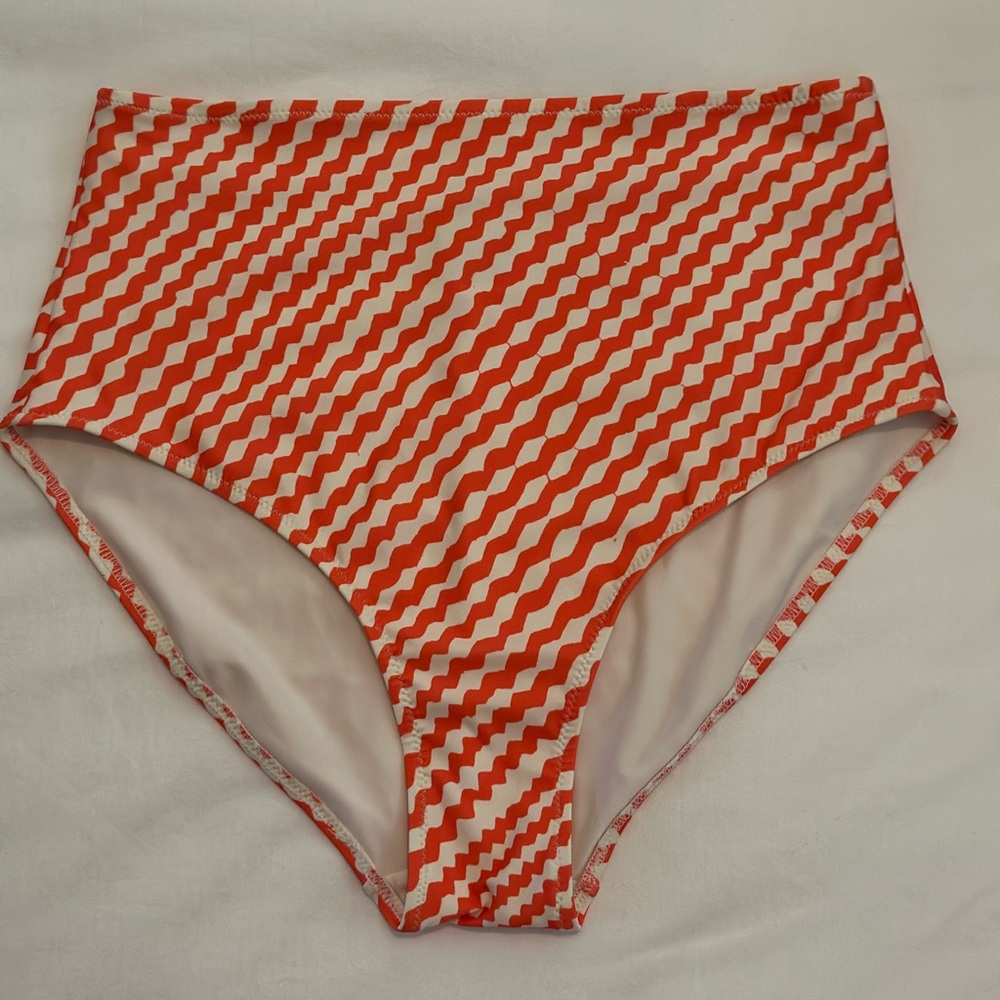 H&M, size 8, orange/cream print, high waist bikini bottom